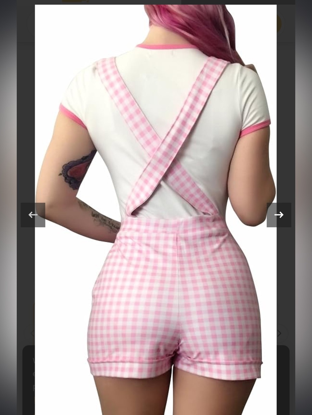 Pink Gingham 'BABY' Ruffle Short Overalls - Picture 2 of 15